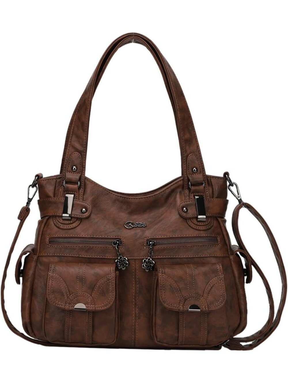 Stylish Large Hobo Tote Bag - Multi-Pocket PU Leather Shoulder Purse for Women
